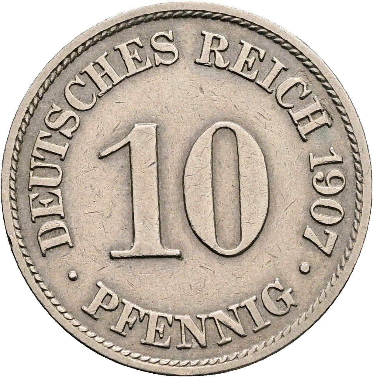 10 Pfennig 1907 A – Vorderseite