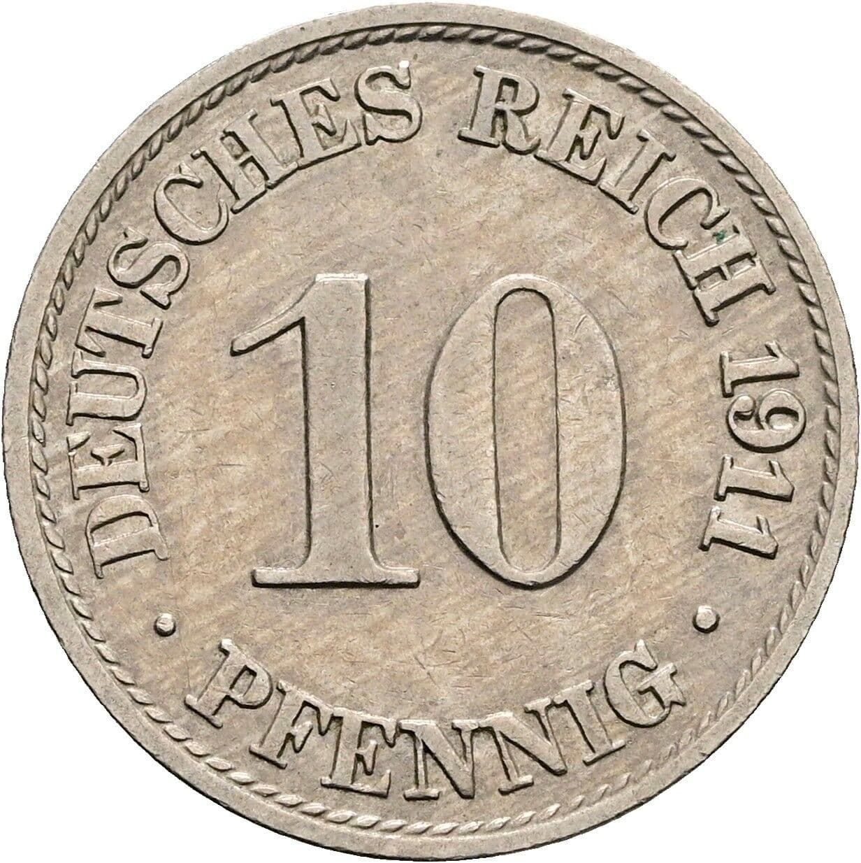 10 Pfennig 1911 A – Vorderseite