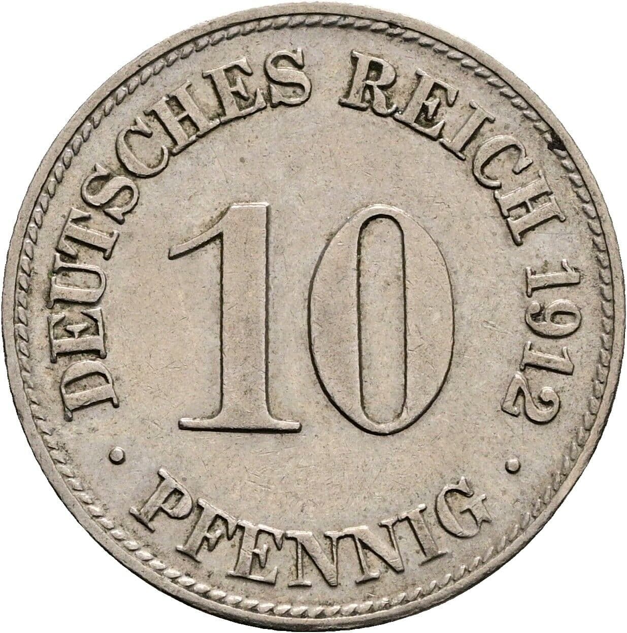 10 Pfennig 1912 D – Vorderseite