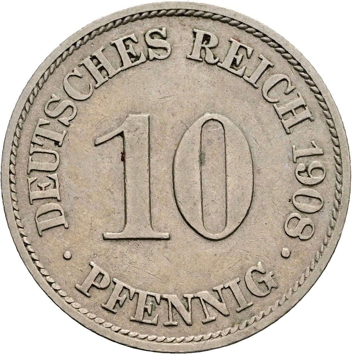10 Pfennig 1908 A – Vorderseite
