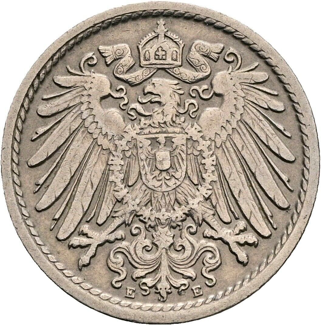 5 Pfennig 1907 E – Rückseite
