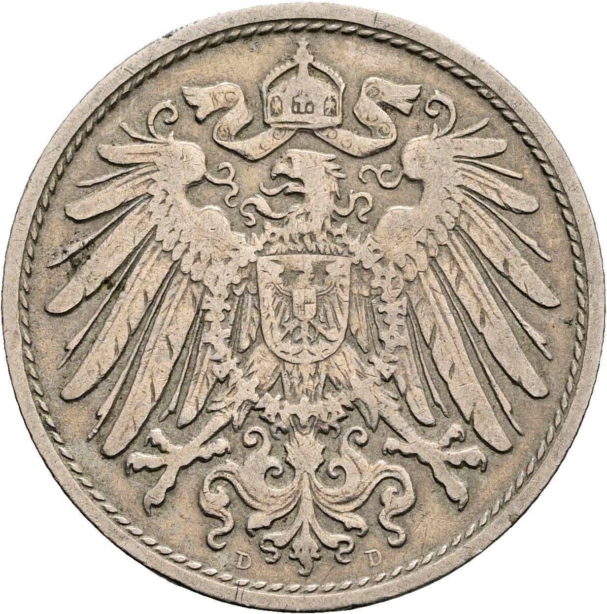 10 Pfennig 1905 D – Rückseite
