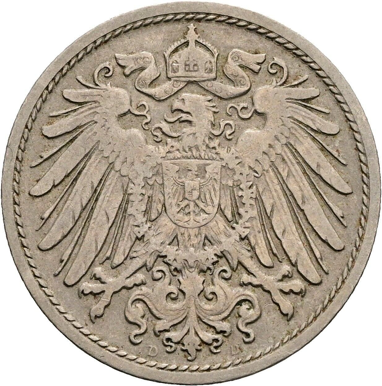 10 Pfennig 1905 D – Rückseite