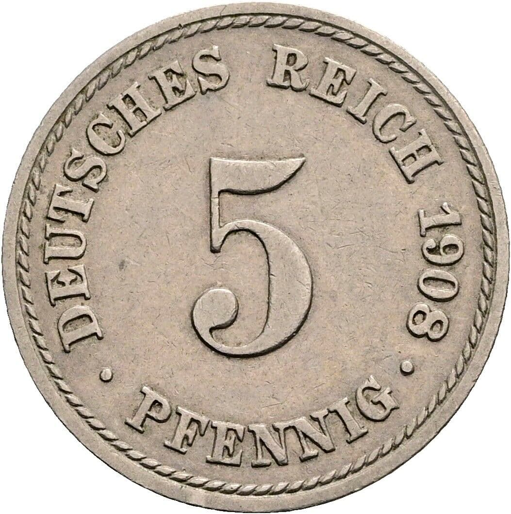5 Pfennig 1908 A – Vorderseite