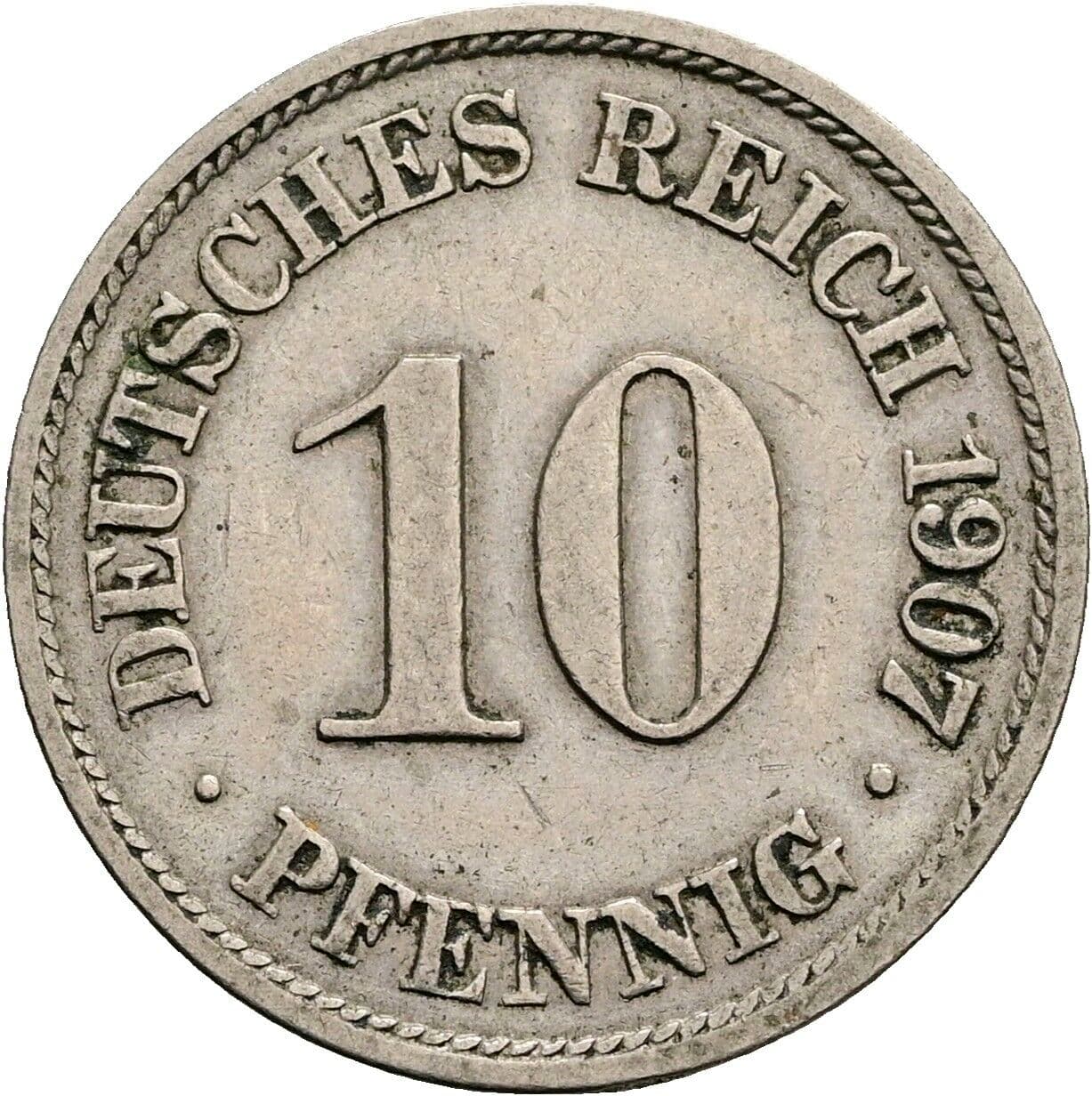 10 Pfennig 1907 A – Vorderseite