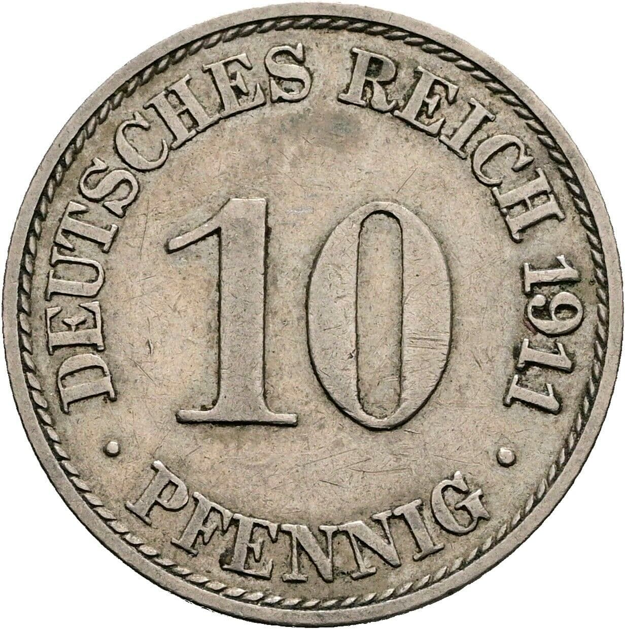 10 Pfennig 1911 A – Vorderseite