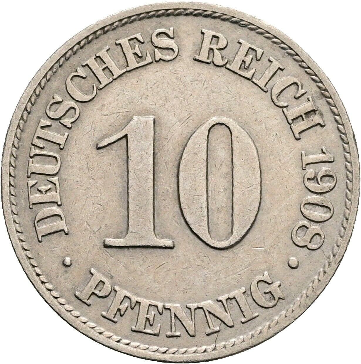 10 Pfennig 1908 A – Vorderseite