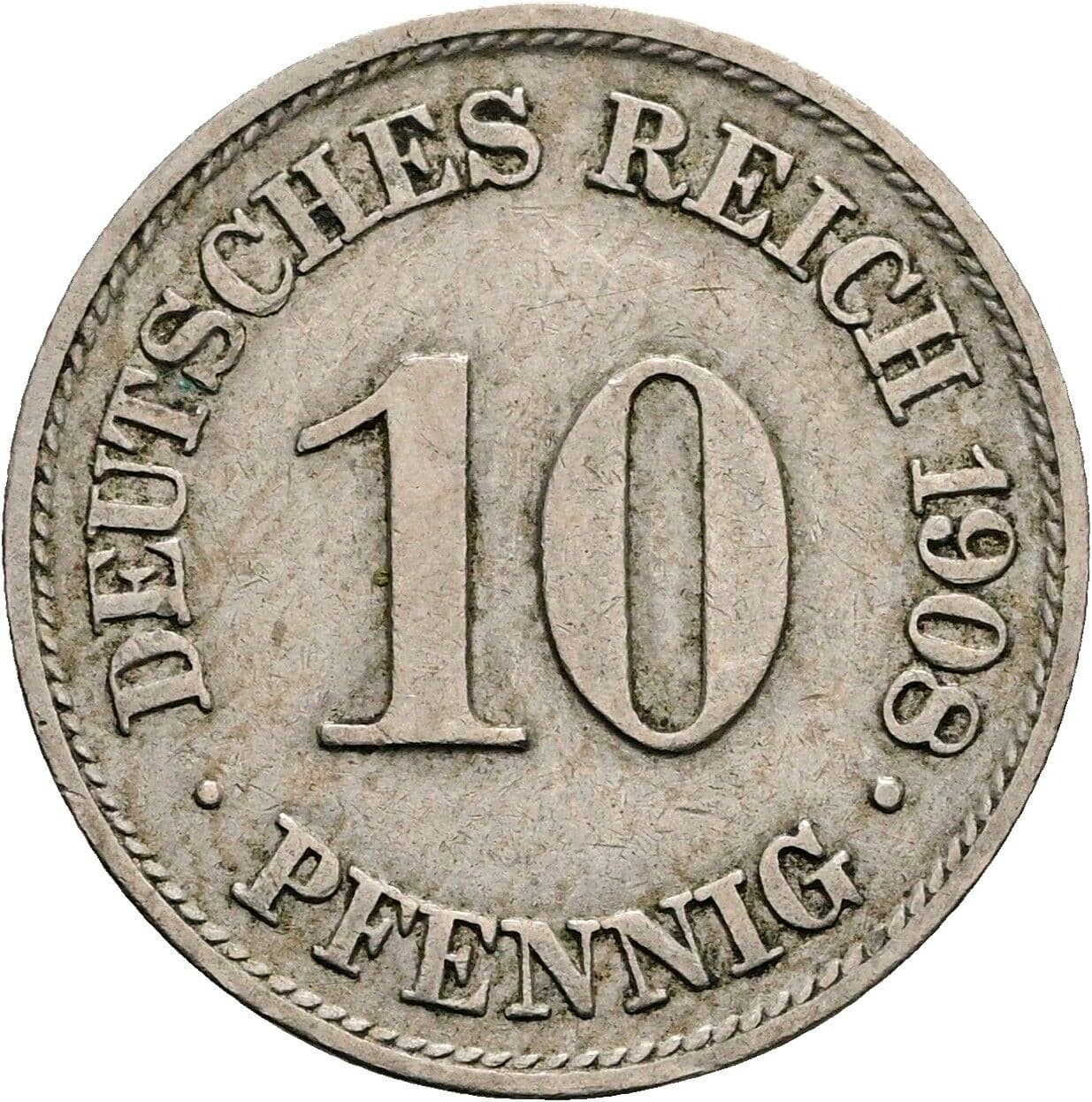 10 Pfennig 1908 A – Vorderseite