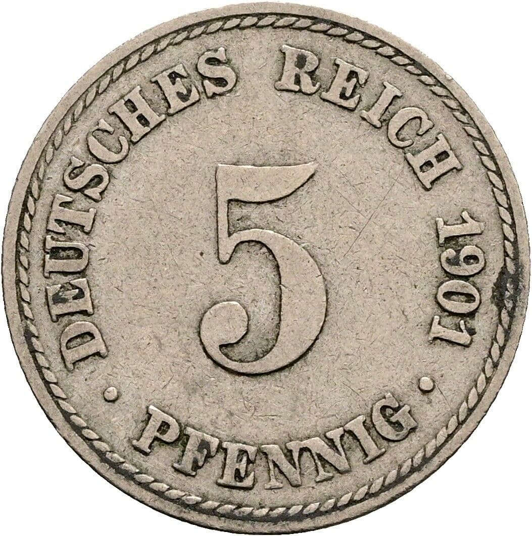 5 Pfennig 1901 A – Vorderseite