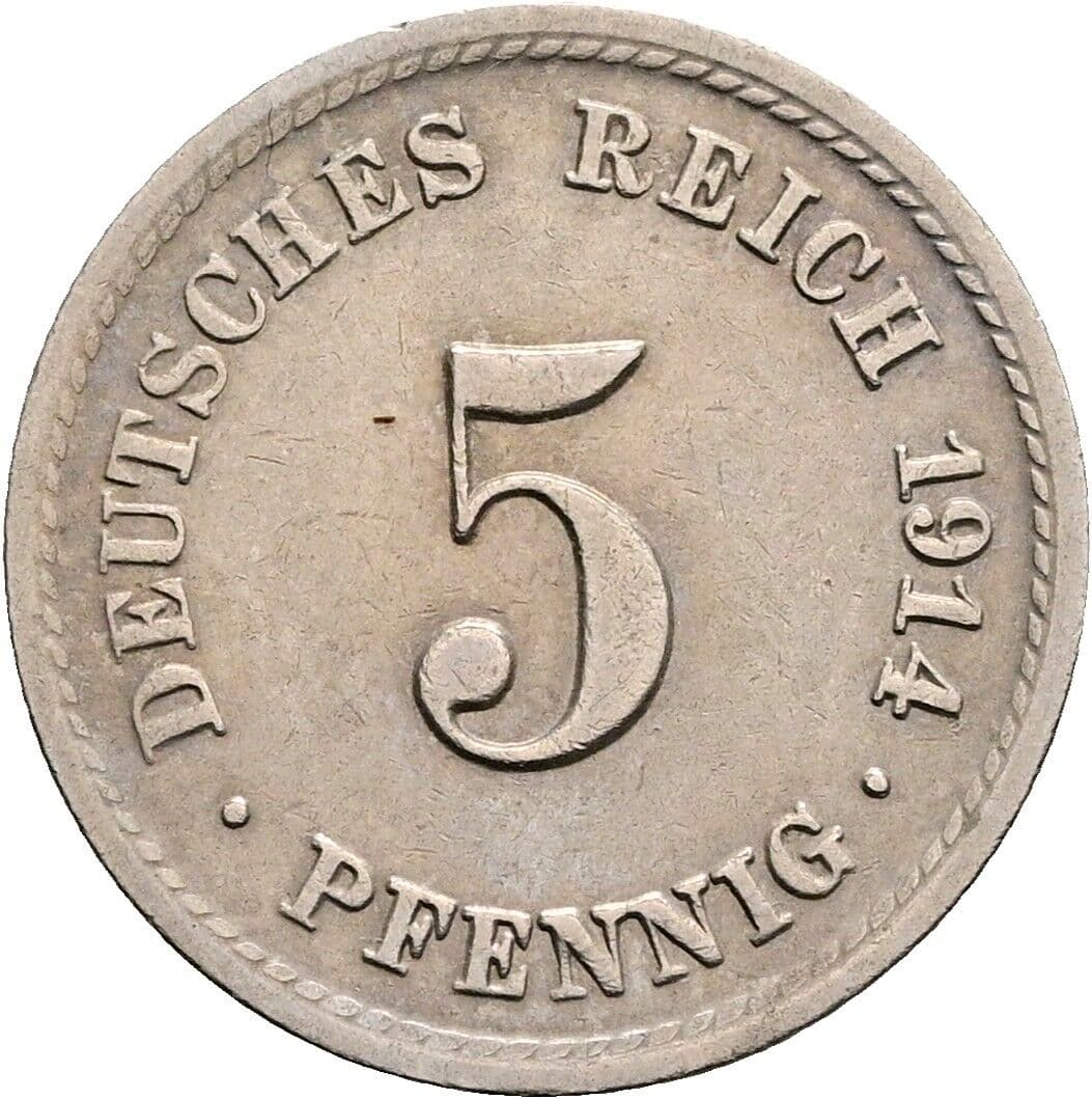 5 Pfennig 1914 A – Vorderseite