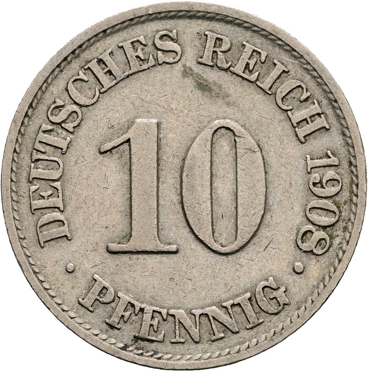 10 Pfennig 1908 A – Vorderseite