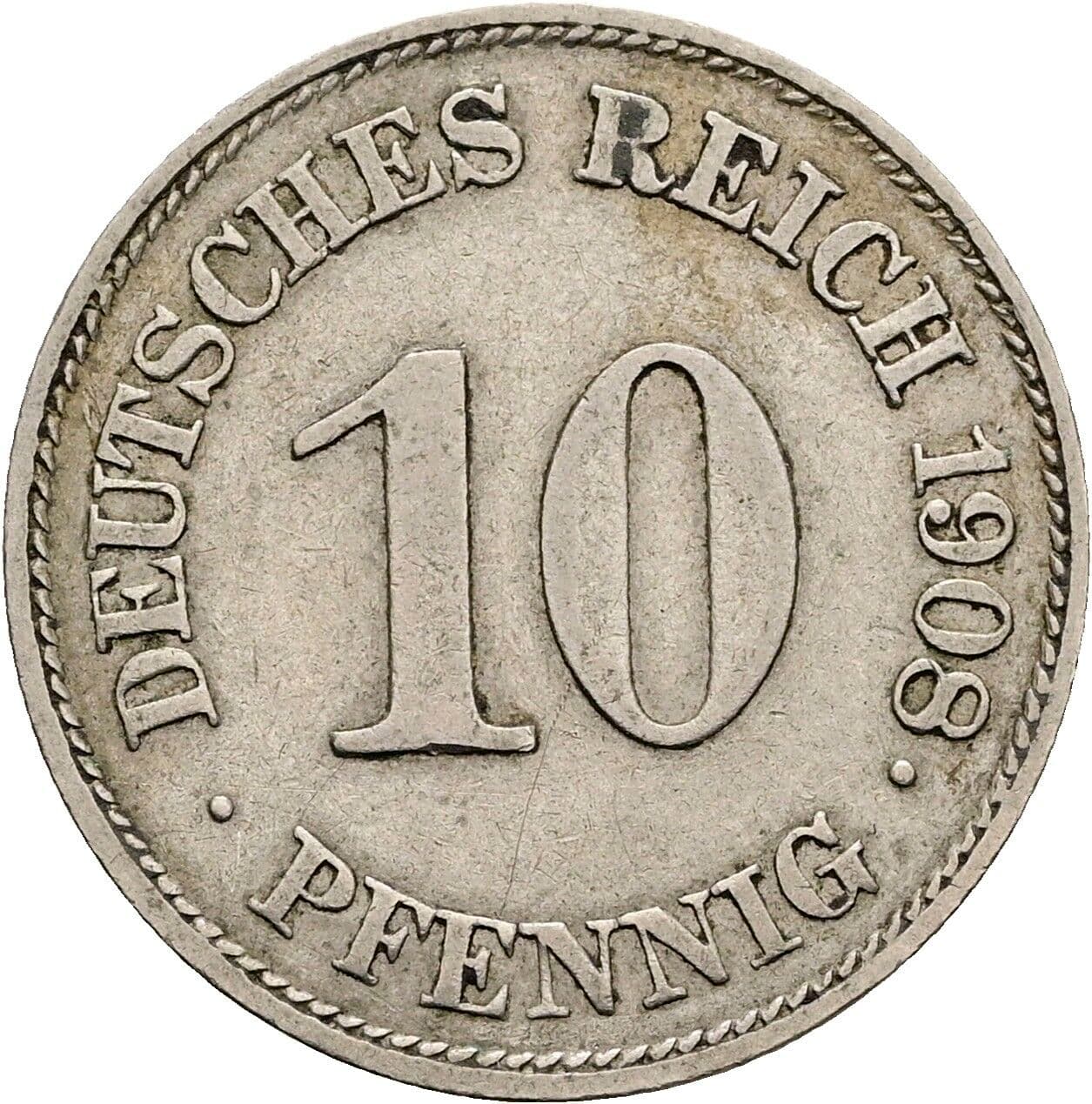 10 Pfennig 1908 E – Vorderseite