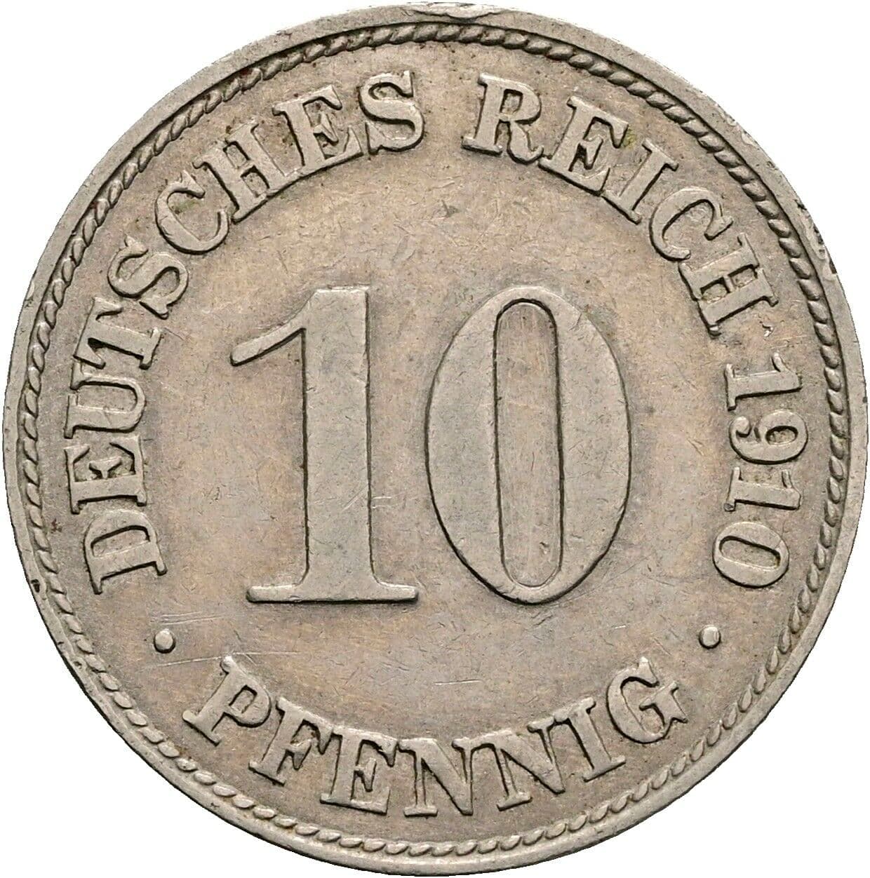 10 Pfennig 1910 D – Vorderseite