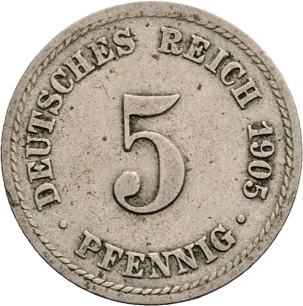 5 Pfennig 1905 A – Vorderseite