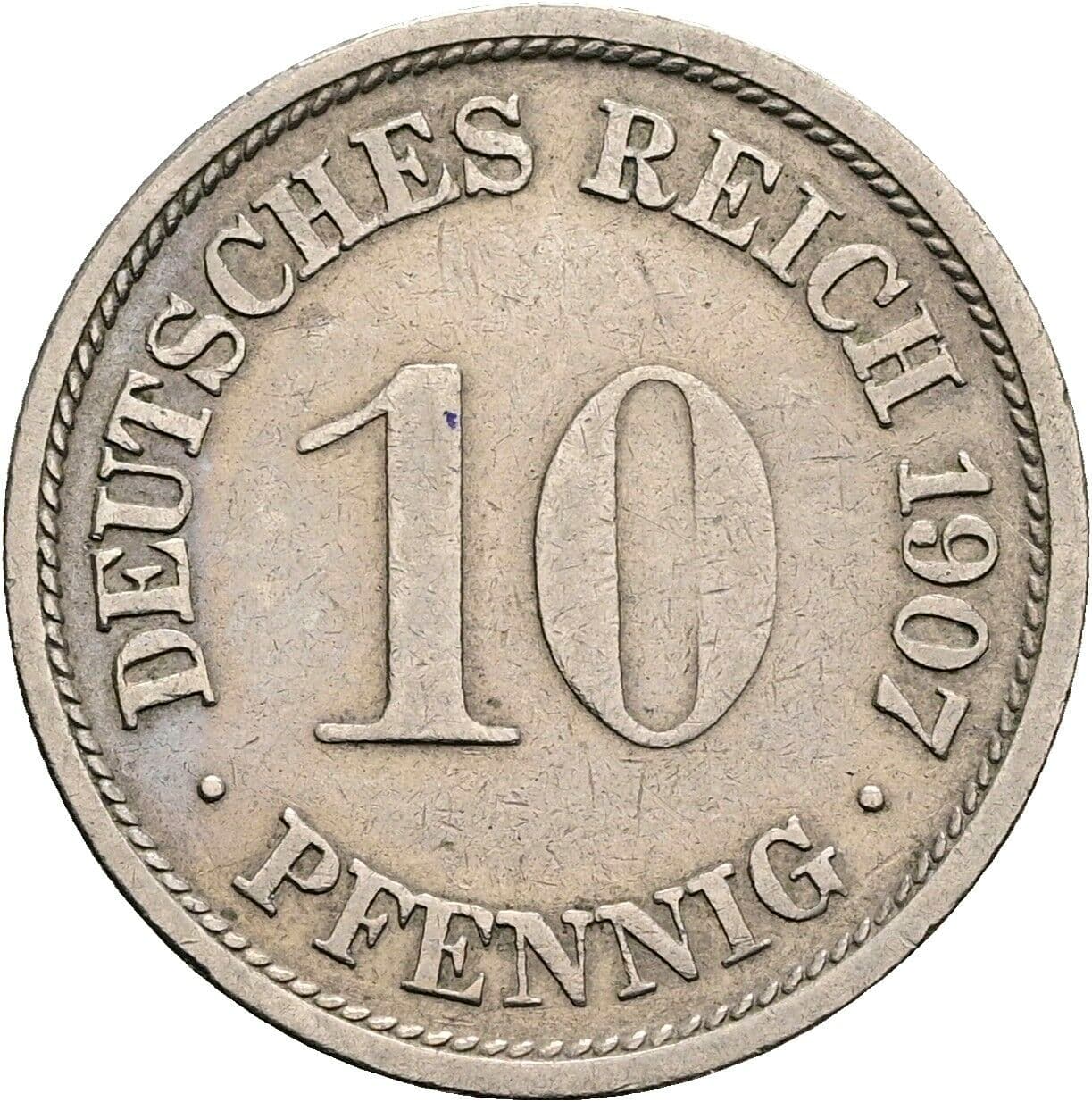 10 Pfennig 1907 F – Vorderseite