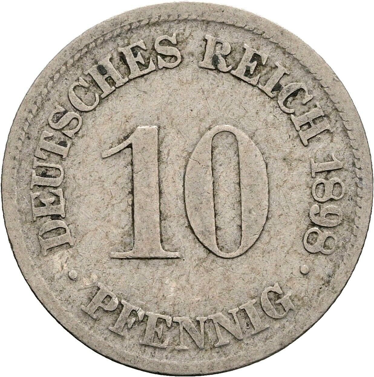 10 Pfennig 1898 D – Vorderseite