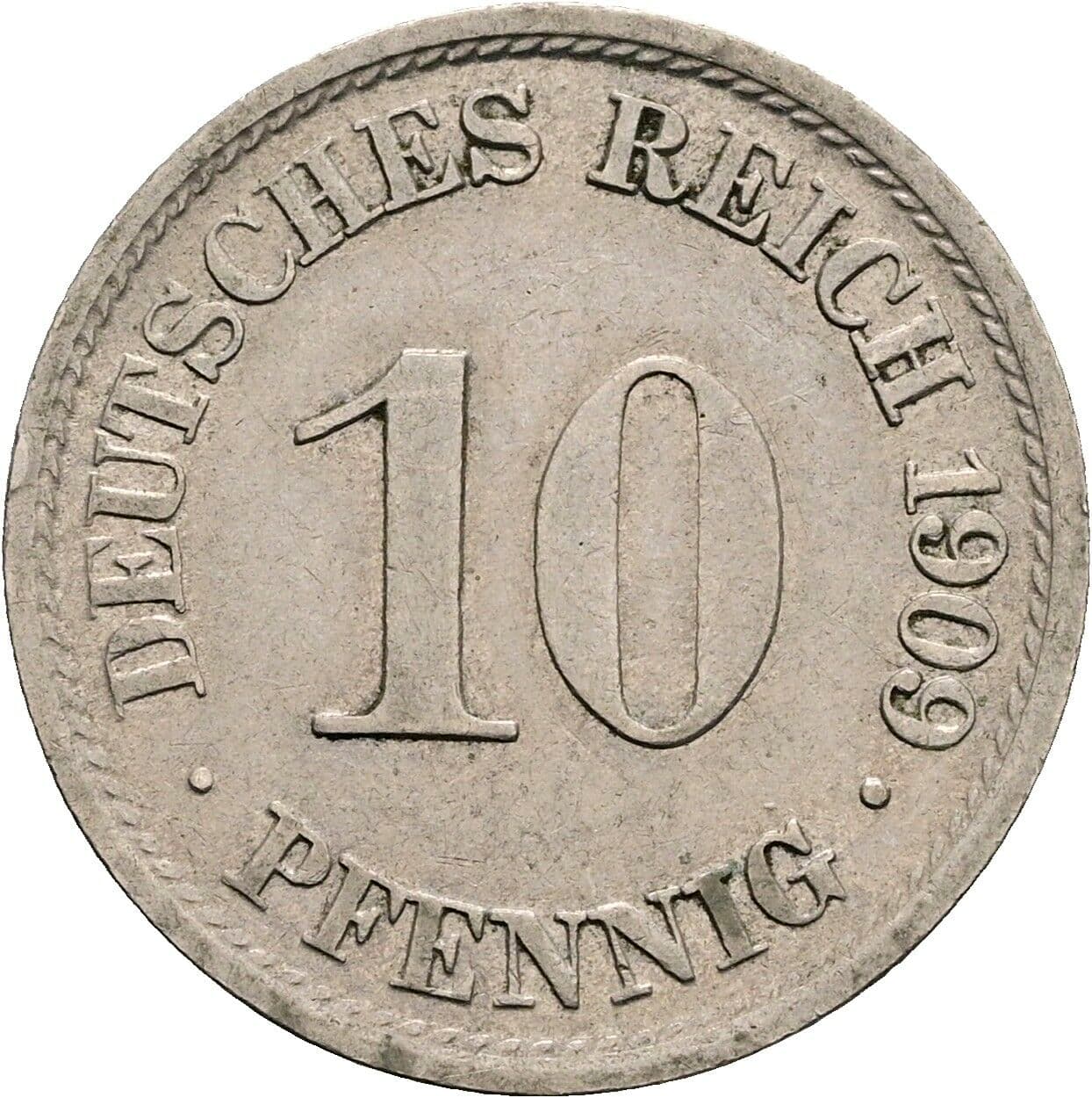 10 Pfennig 1909 A – Vorderseite