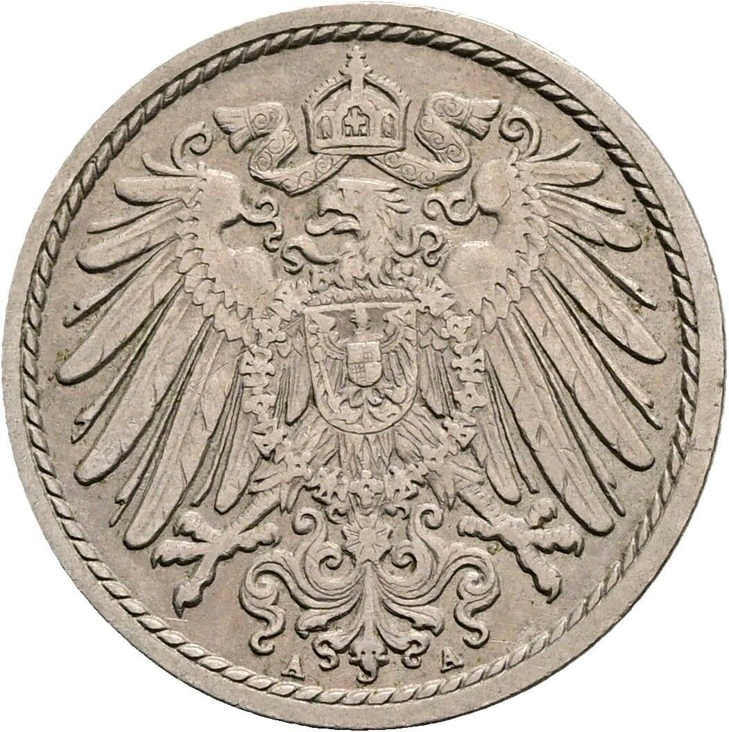 5 Pfennig 1908 A – Rückseite