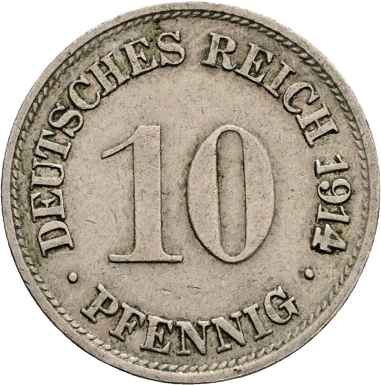 10 Pfennig 1914 G – Vorderseite