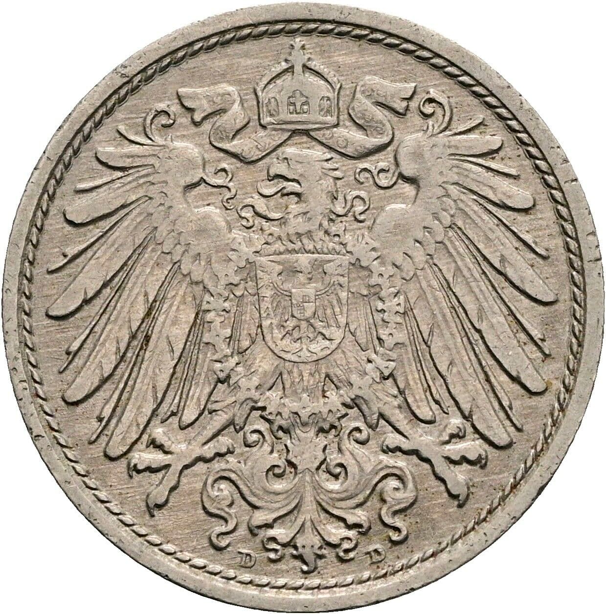 10 Pfennig 1910 D – Rückseite