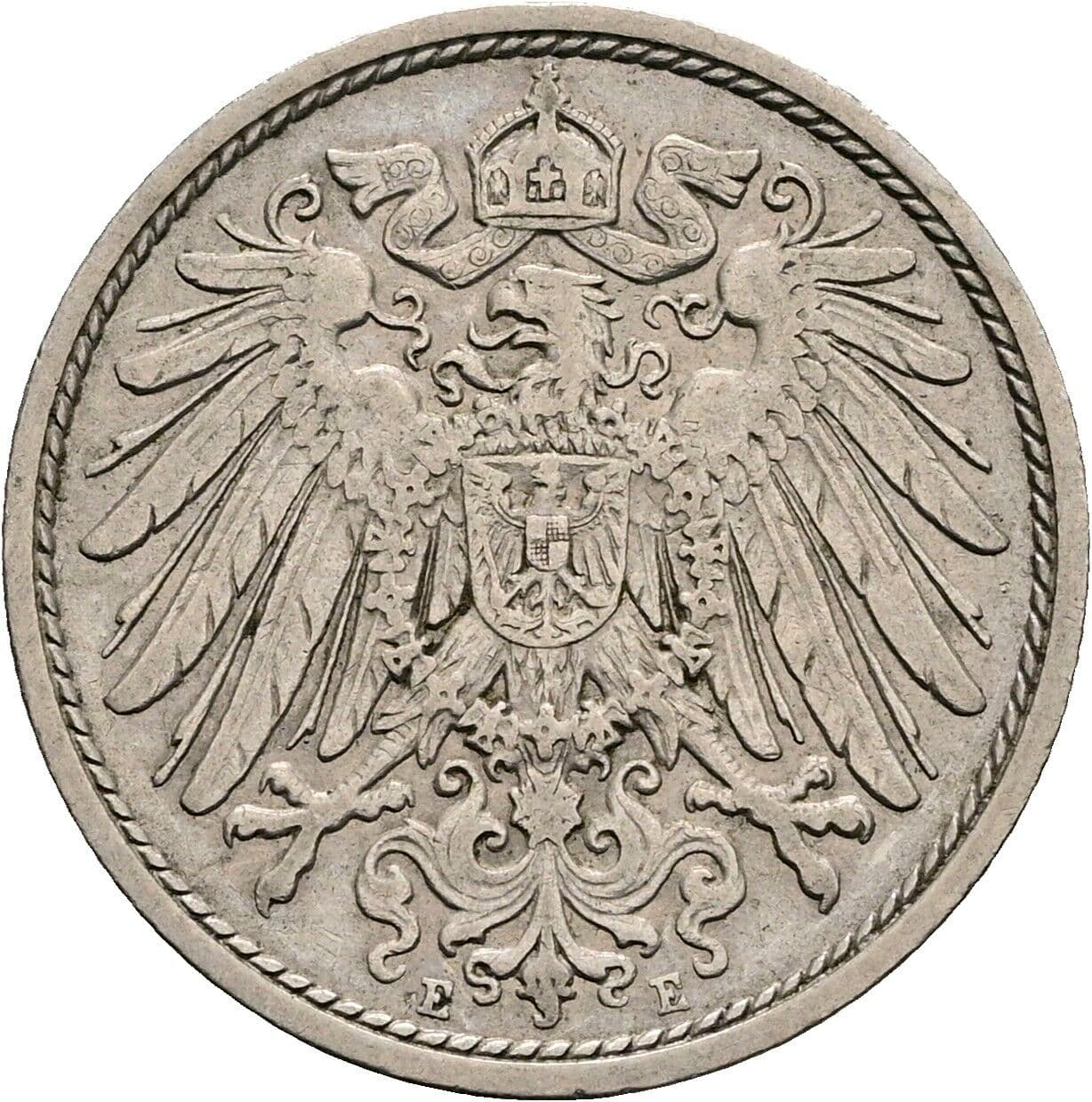 10 Pfennig 1908 E – Rückseite