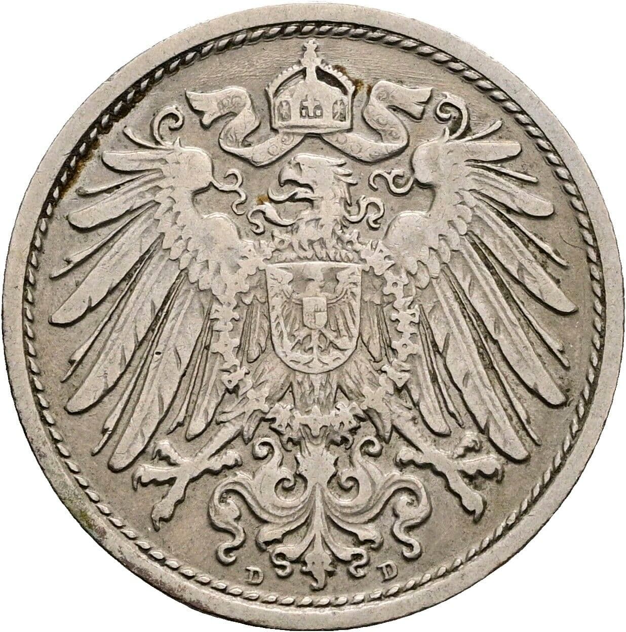 10 Pfennig 1908 D – Rückseite