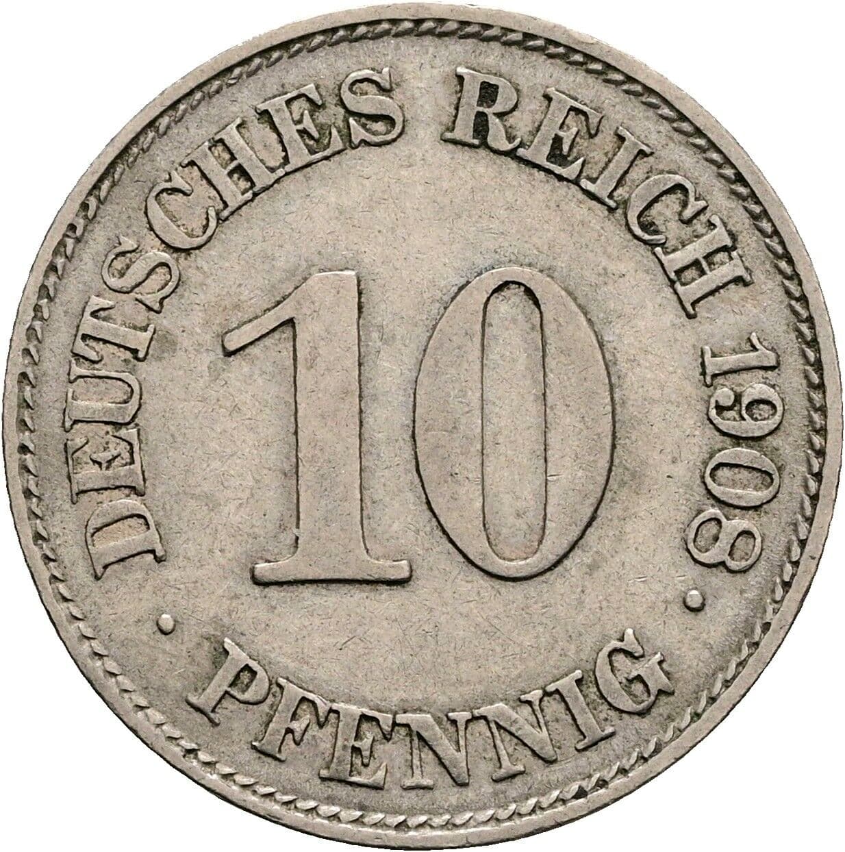 10 Pfennig 1908 E – Vorderseite