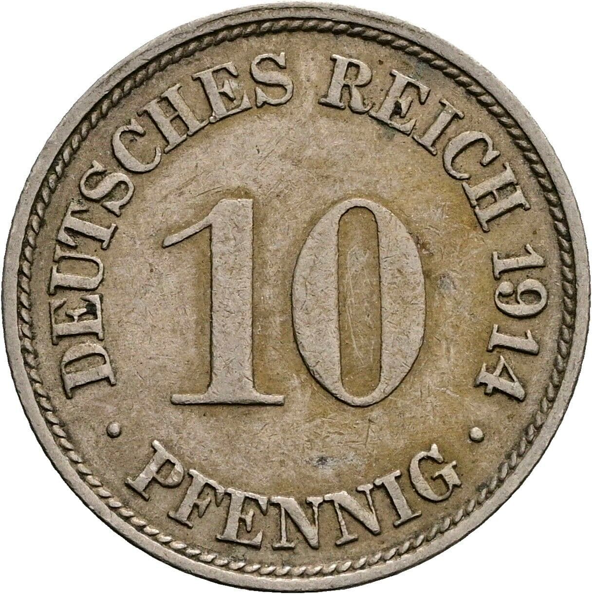 10 Pfennig 1914 F – Vorderseite