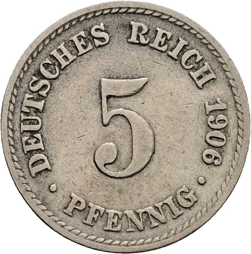 5 Pfennig 1906 A – Vorderseite