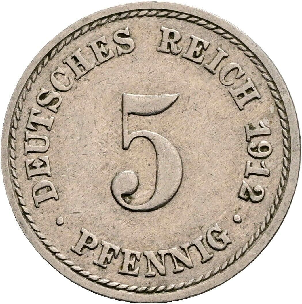 5 Pfennig 1912 A – Vorderseite