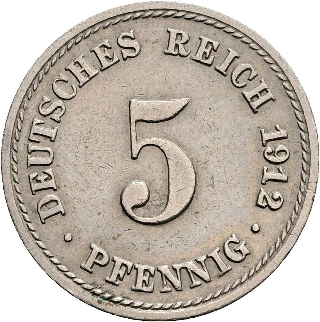 5 Pfennig 1912 A – Vorderseite