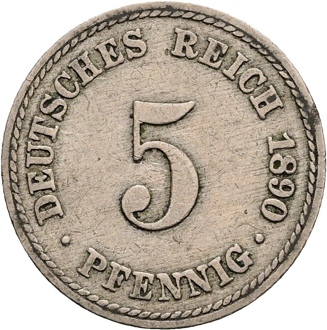5 Pfennig 1890 A – Vorderseite