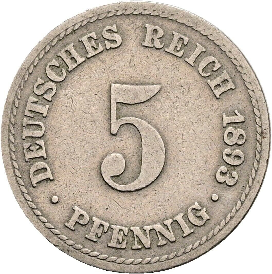 5 Pfennig 1893 A – Vorderseite