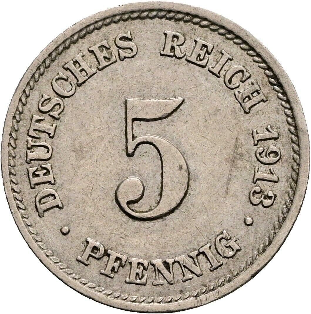 5 Pfennig 1913 E – Vorderseite