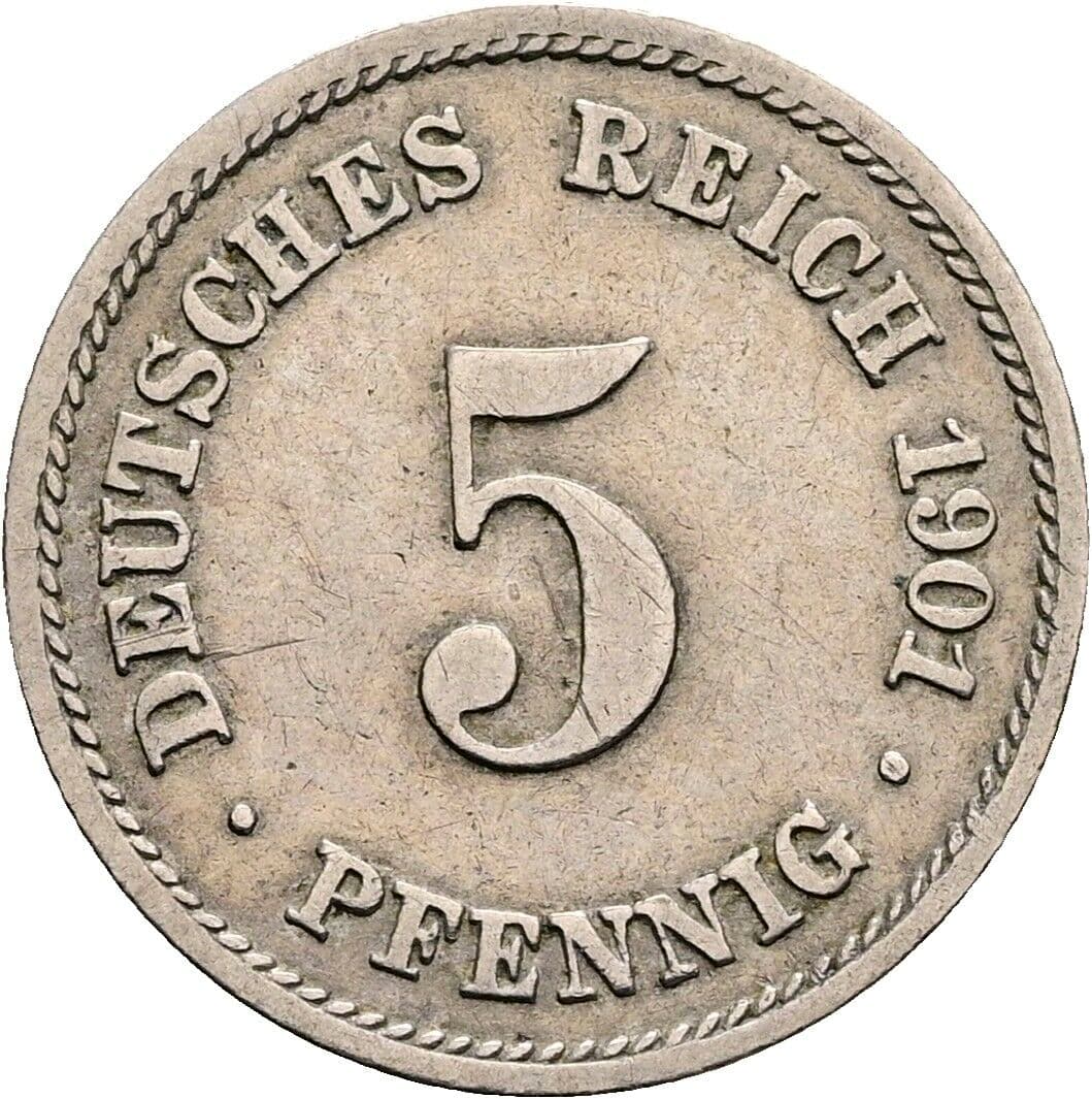 5 Pfennig 1901 F – Vorderseite