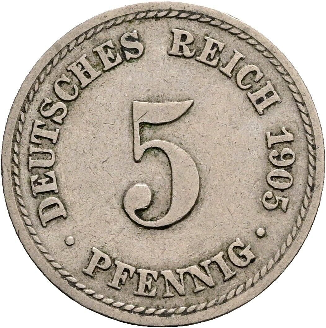 5 Pfennig 1905 A – Vorderseite