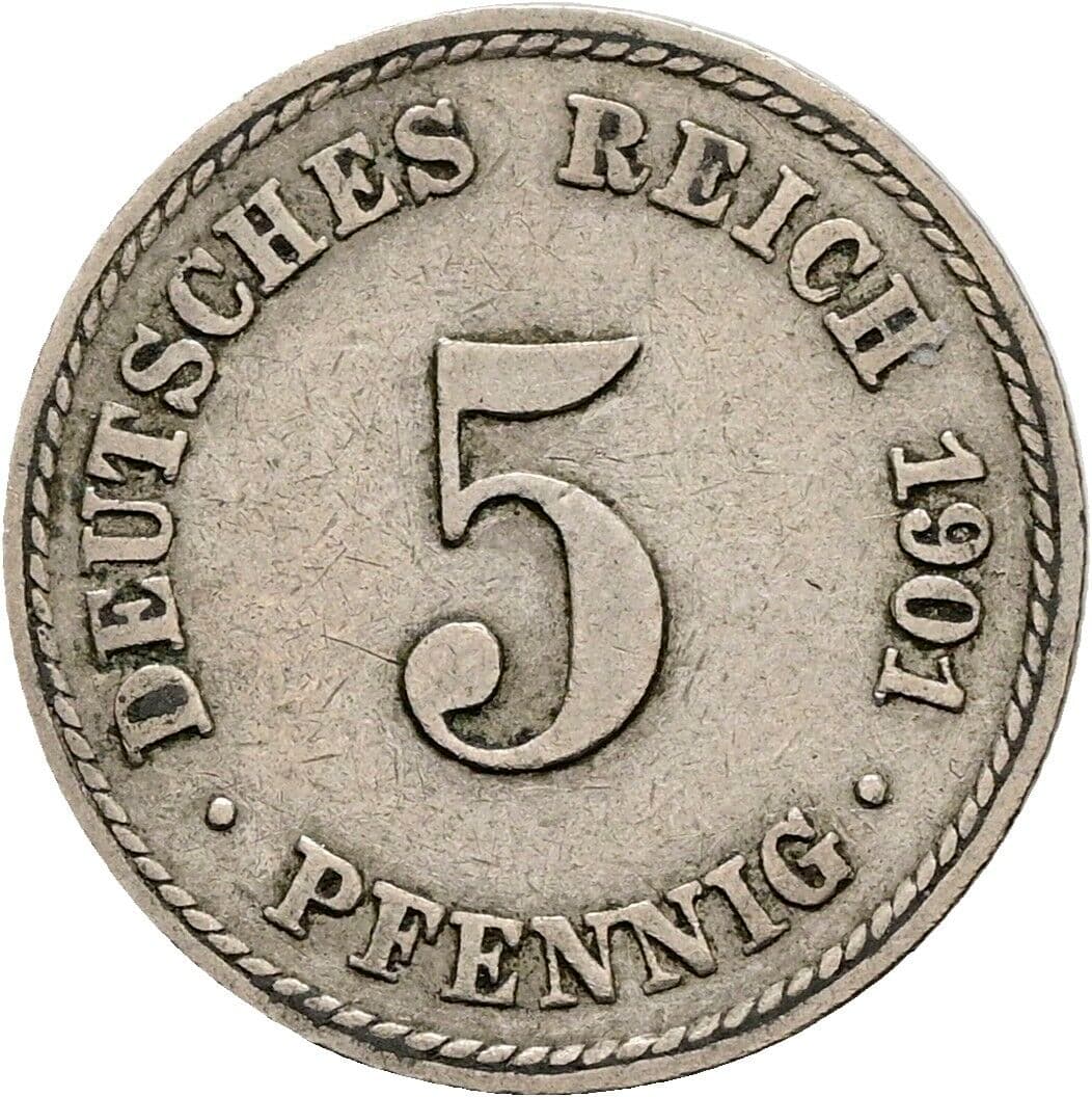 5 Pfennig 1901 A – Vorderseite