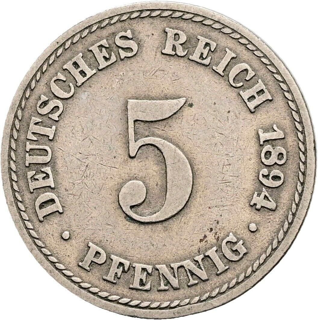 5 Pfennig 1894 A – Vorderseite