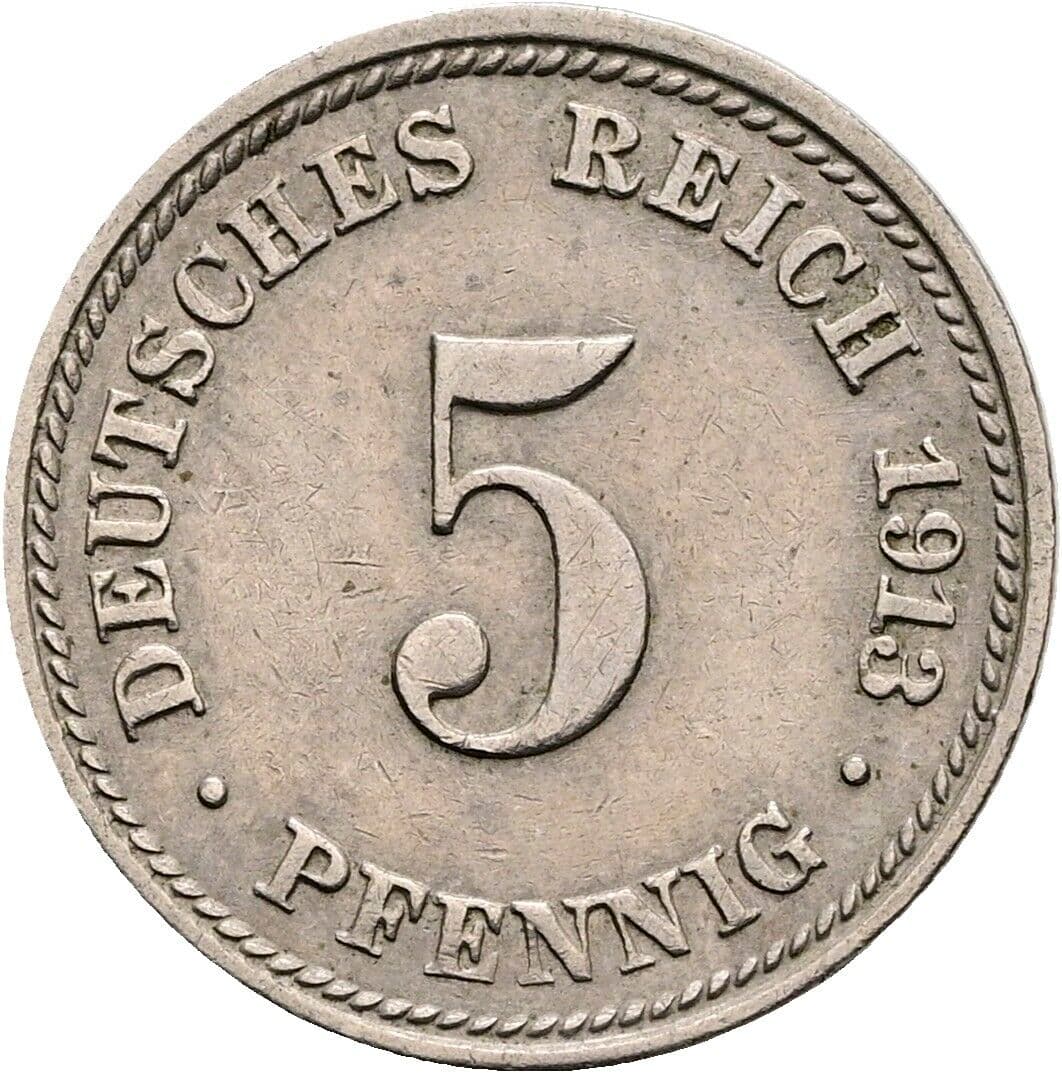 5 Pfennig 1913 D – Vorderseite