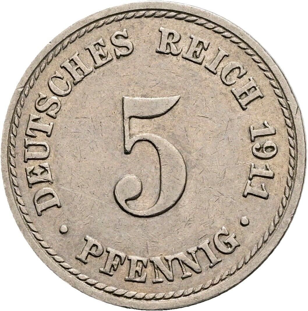 5 Pfennig 1911 A – Vorderseite