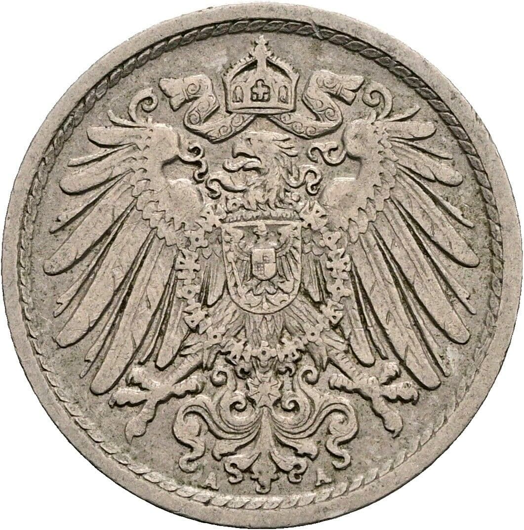 5 Pfennig 1908 A – Rückseite