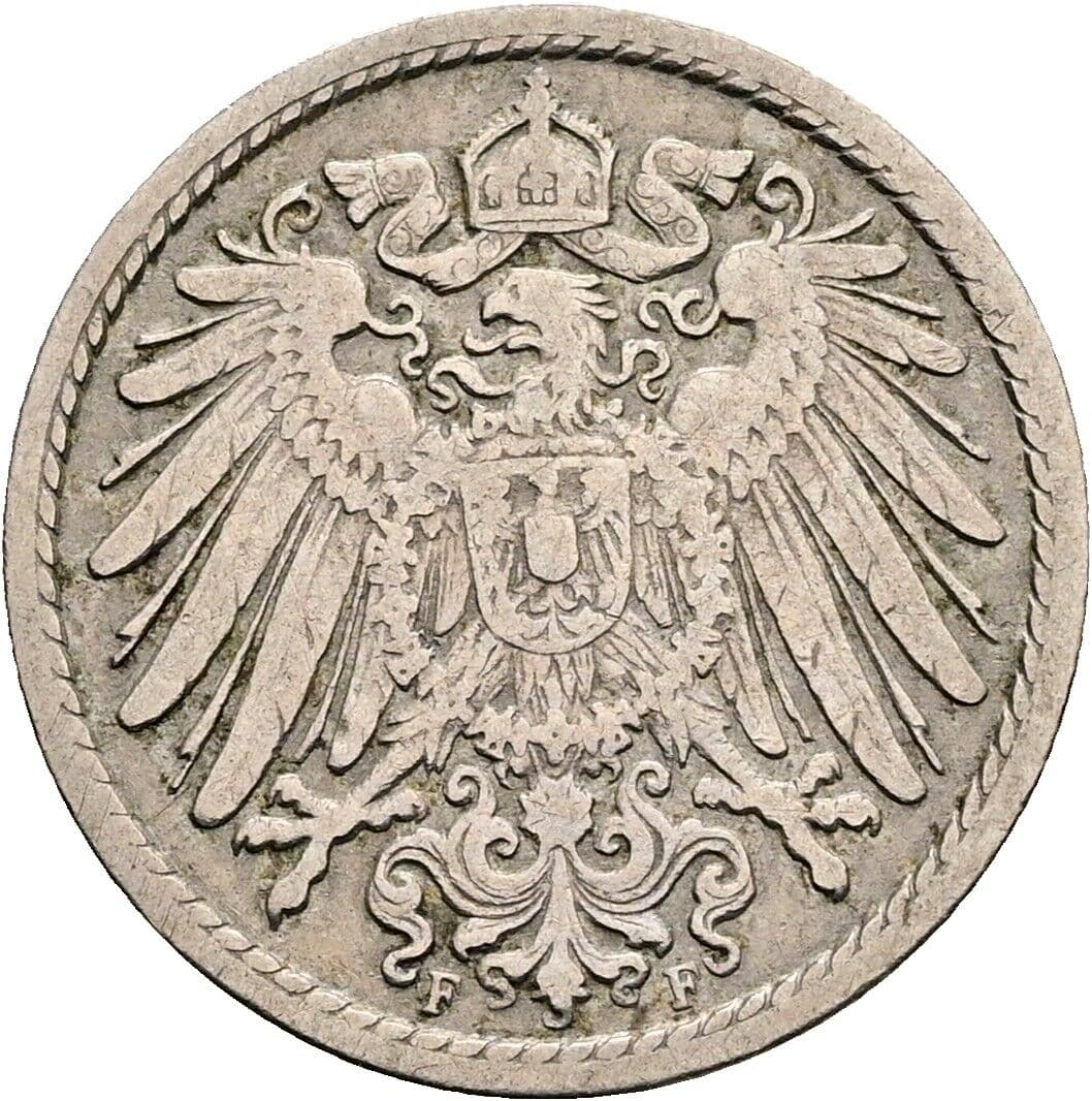 5 Pfennig 1901 F – Rückseite