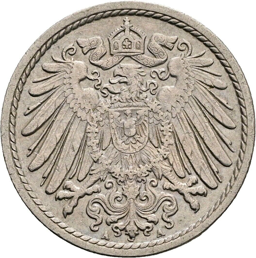 5 Pfennig 1908 A – Rückseite
