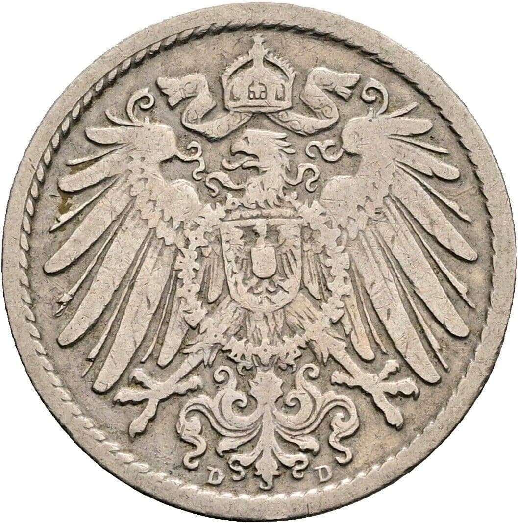 5 Pfennig 1900 D – Rückseite