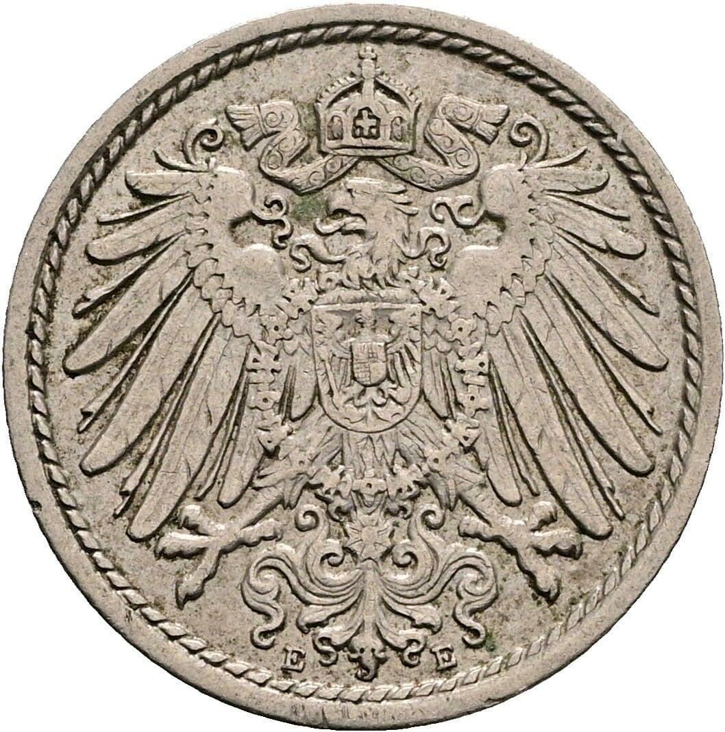 5 Pfennig 1913 E – Rückseite