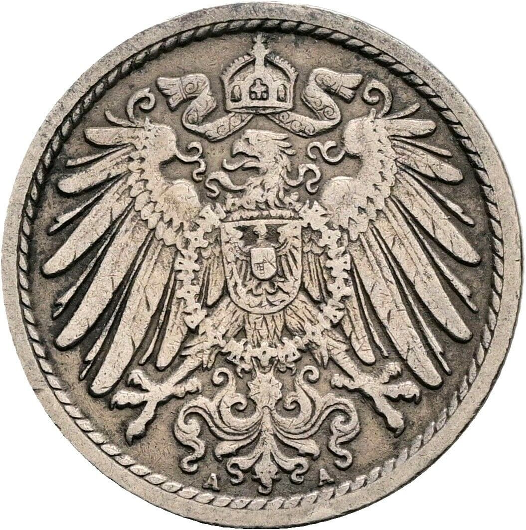 5 Pfennig 1909 A – Rückseite