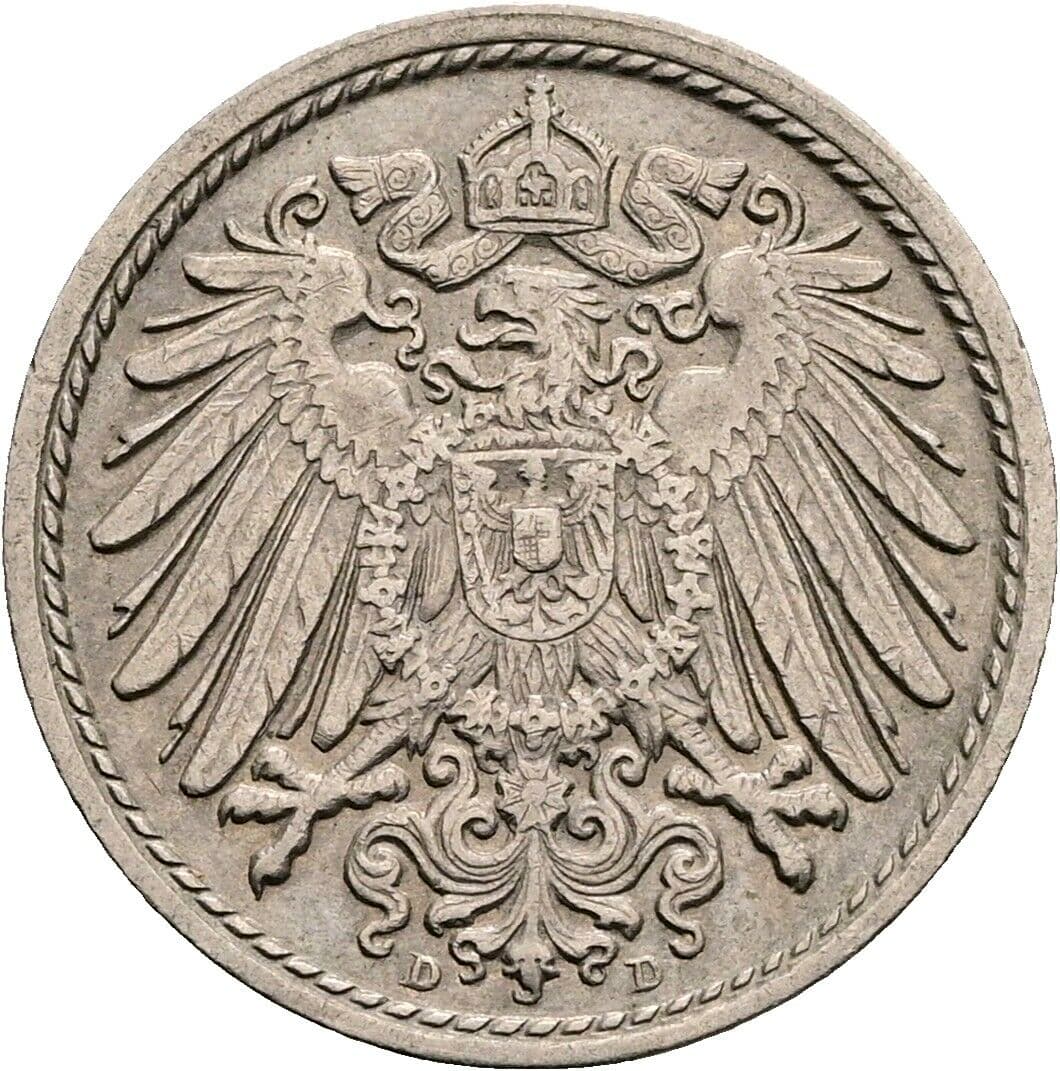 5 Pfennig 1913 D – Rückseite