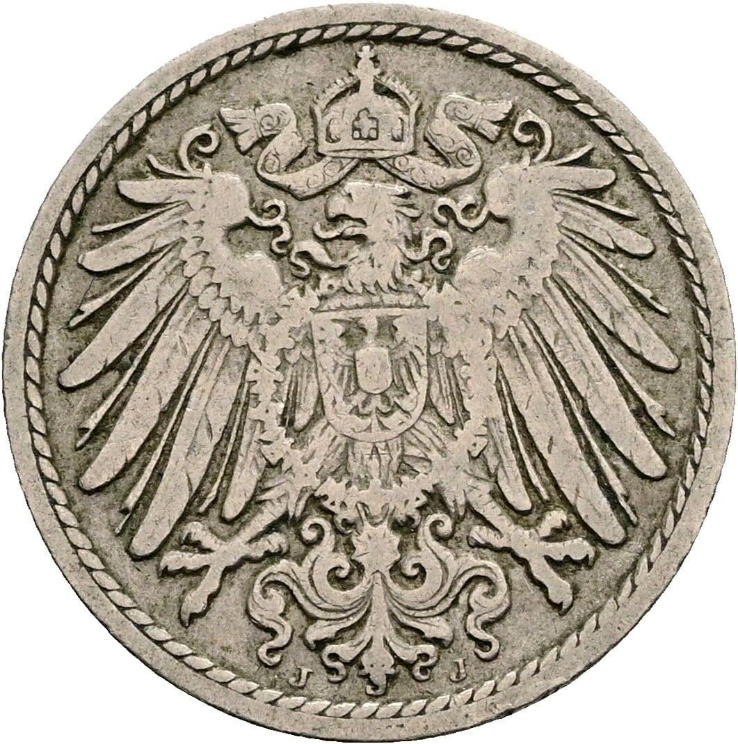 5 Pfennig 1907 J – Rückseite
