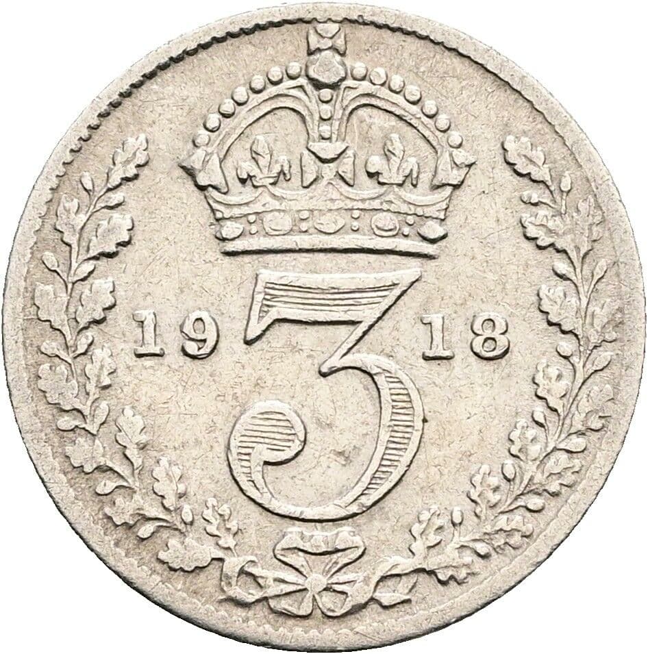 3 Pence George V. (1910-1936) 1918 – Rückseite