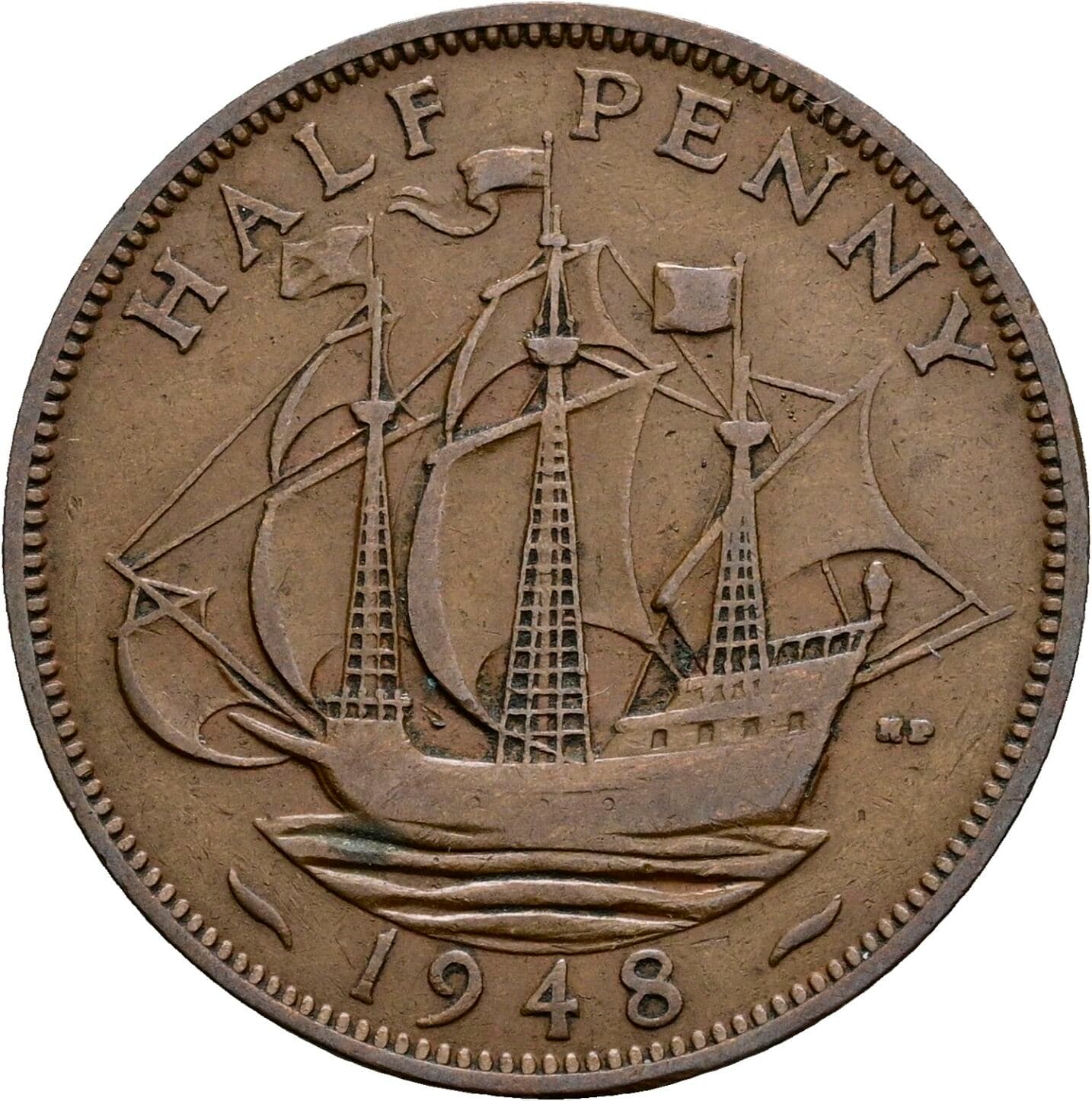 Half Penny George VI. 1936-1952 1948 – Rückseite